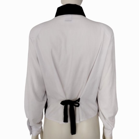 Vintage 1980s Tapestry Roll Tab Sleeve Button Down Faux Vest Shirt - Picture 5 of 15